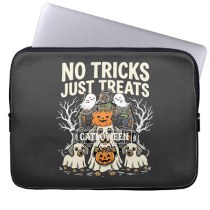 Housse Pour Ordinateur Portable Chien Mignon Halloween Pas de Farces Rien que des