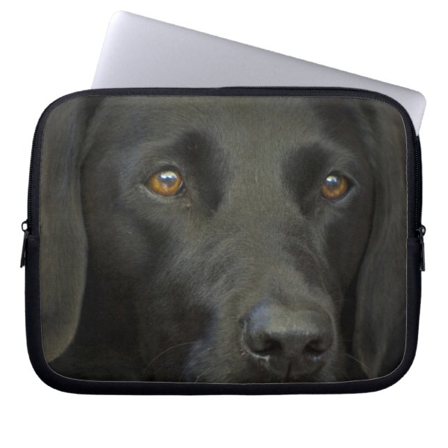 Housse Pour Ordinateur Portable Chien noir de Labrador (Devant)