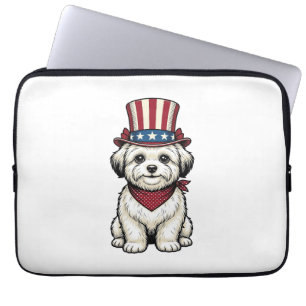 Housse Pour Ordinateur Portable Chien Patriotique Gravure Vintage Design Vectoriel