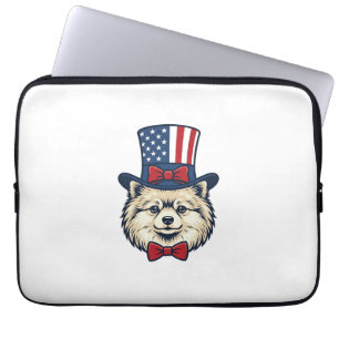 Housse Pour Ordinateur Portable Chien patriotique tête gravure vintage vecteur con