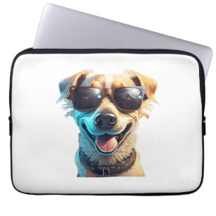 Housse Pour Ordinateur Portable chien portant des lunettes de soleil Actif