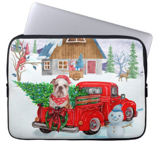 Housse Pour Ordinateur Portable Chien-taureau Anglais En Livraison De Noël Camion