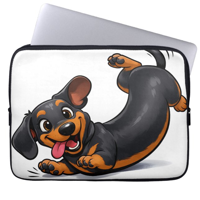 Housse Pour Ordinateur Portable Chien Teckel Mignon et joueur (Devant)