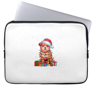 Housse Pour Ordinateur Portable Chien Zuchon Lumières de Noël dégueu Chapeau de Pè