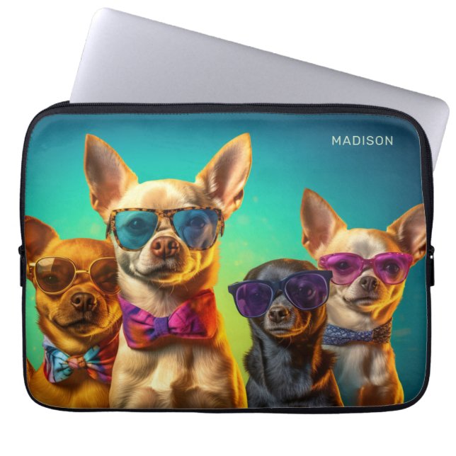 Housse Pour Ordinateur Portable Chiens Cool de nom personnalisé (Devant)