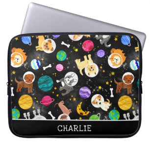 Housse Pour Ordinateur Portable Chiens de l'espace Aquarelle Astronaut Chiots