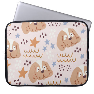 Housse Pour Ordinateur Portable Chiens mignons, étoiles, lignes : vintage sans sou