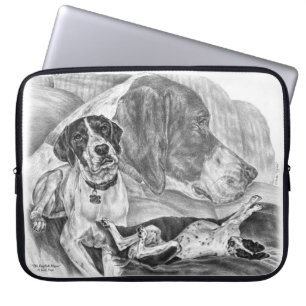 Housse Pour Ordinateur Portable Chiens pointeurs anglais noirs et blancs