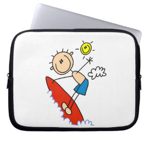 Housse Pour Ordinateur Portable Chiffre surfant de bâton de garçon