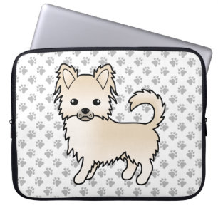 Housse Pour Ordinateur Portable Chihuahua à longs poils crème Chien de dessin anim