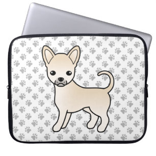 Housse Pour Ordinateur Portable Chihuahua de dessin animé à poil lisse couleur crè