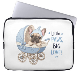 Housse Pour Ordinateur Portable Chiot Bouledogue Français Mignon Landeau Rétro pou