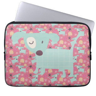Housse Pour Ordinateur Portable Chiots, étoiles et fleurs