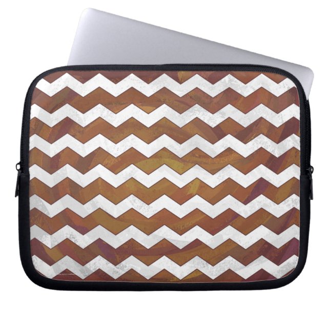 Housse Pour Ordinateur Portable Chocolat Carmel Swirl Chevron Motif (Devant)