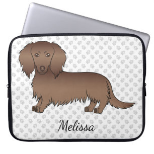 Housse Pour Ordinateur Portable Chocolat cheveux longs Dachshund Dessin de dessin 