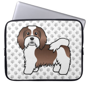 Housse Pour Ordinateur Portable Chocolat Et Blanc Havanais Mignonne Chien Caricatu