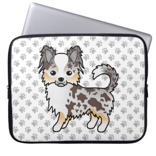 Housse Pour Ordinateur Portable Chocolat Merle long manteau Chihuahua Chig & Paws