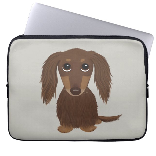 Housse Pour Ordinateur Portable Chocolat mignon Longhé Brown Dachshund (Devant)