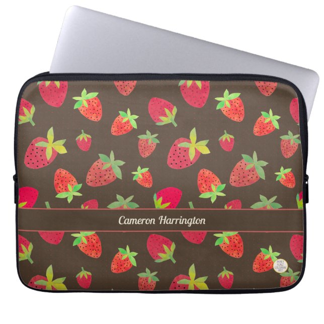 Housse Pour Ordinateur Portable Chocolat rétro Brown Personnalisé fraise (Devant)