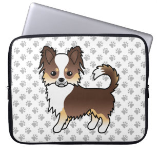 Housse Pour Ordinateur Portable Chocolat Tricolor long manteau Chihuahua Chig & Pa