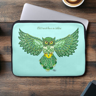 Housse Pour Ordinateur Portable Chouette de vol Celtic Green