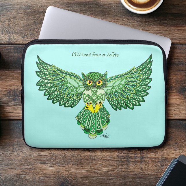 Housse Pour Ordinateur Portable Chouette de vol Celtic Green (Créateur téléchargé)