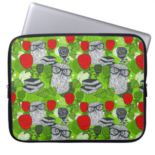 Housse Pour Ordinateur Portable Chouette en roses rouges