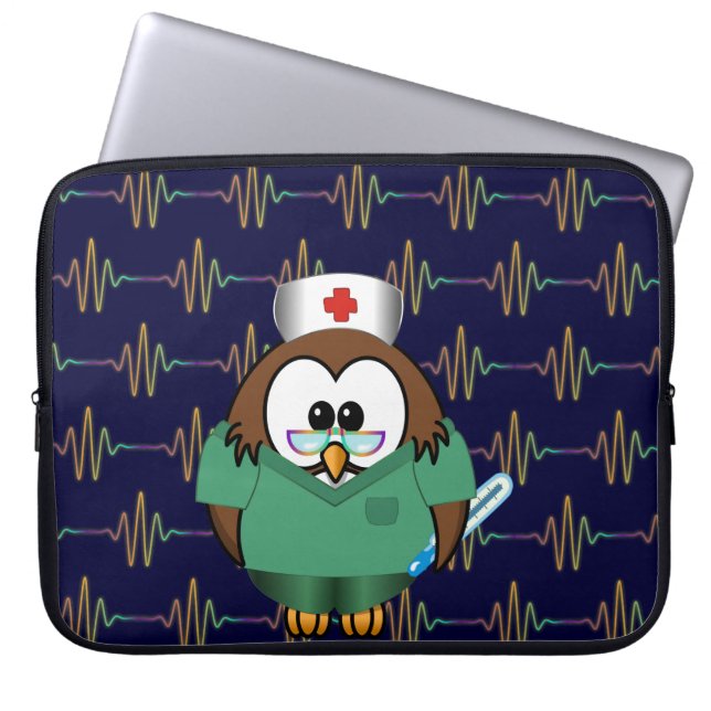 Housse Pour Ordinateur Portable chouette infirmière (Devant)