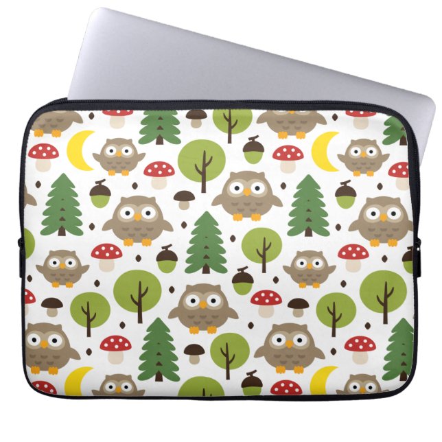 Housse Pour Ordinateur Portable Chouettes Dans La Forêt (Devant)