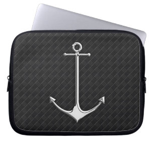 Housse Pour Ordinateur Portable Chrome Ancre en cuir Checkers Mode de vie nautique