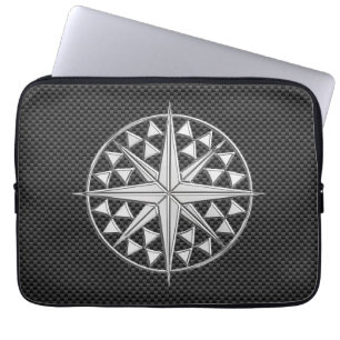 Housse Pour Ordinateur Portable Chrome étoile nautique sur fibre de carbone