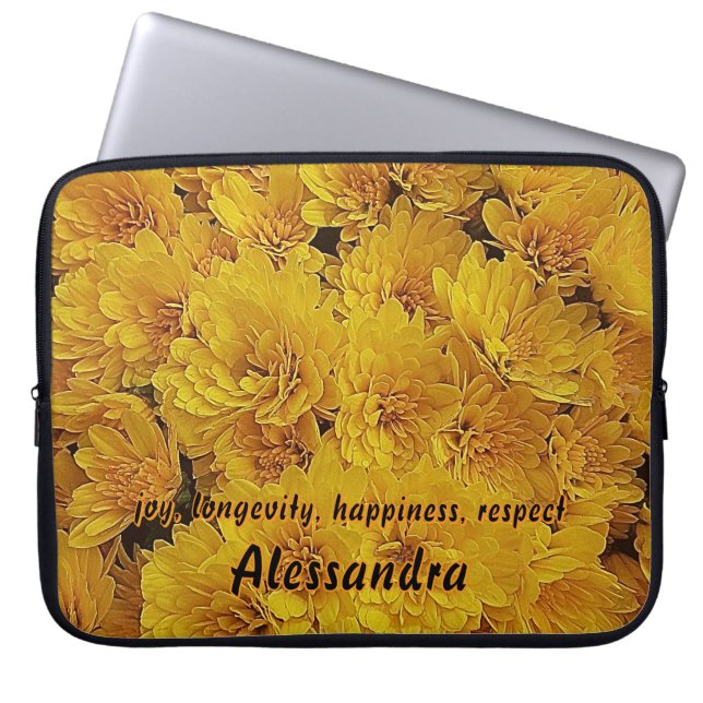 Housse Pour Ordinateur Portable Chrysantemus à automne jaune (Devant)