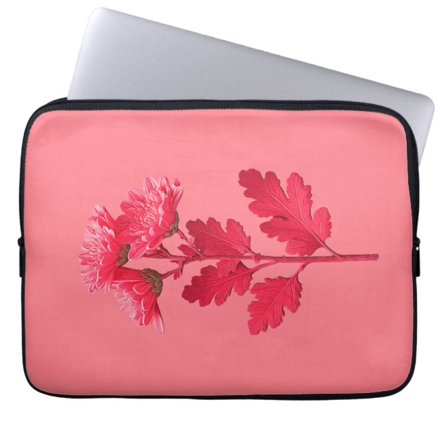 Housse Pour Ordinateur Portable Chrysanthème rose  (Devant)
