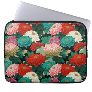 Housse Pour Ordinateur Portable Chrysanthèmes Vintage Motif Floral Coloré