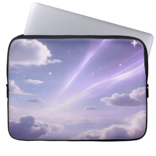 Housse Pour Ordinateur Portable Ciel Auroral Nuageux Étoilé Rêveur Pourpre