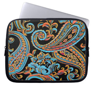 Housse Pour Ordinateur Portable Ciel bleu et orange d'automne Vintage Paisley