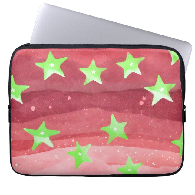 Housse Pour Ordinateur Portable ciel rouge avec étoiles (Devant)
