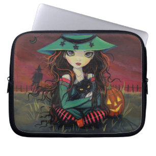 Housse Pour Ordinateur Portable Ciels rouges d'octobre Halloween Witch Art
