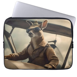 Housse Pour Ordinateur Portable "Ciels Vintages : Le pilote Kangaroo dans l'ancien