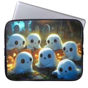 Housse Pour Ordinateur Portable Cimetière de nuit éffrayante mignonne Fantôme d'Ha