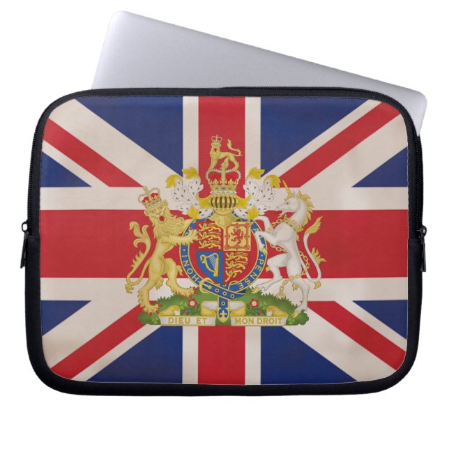 Housse Pour Ordinateur Portable Cimier royal à Union Jack. (Devant)