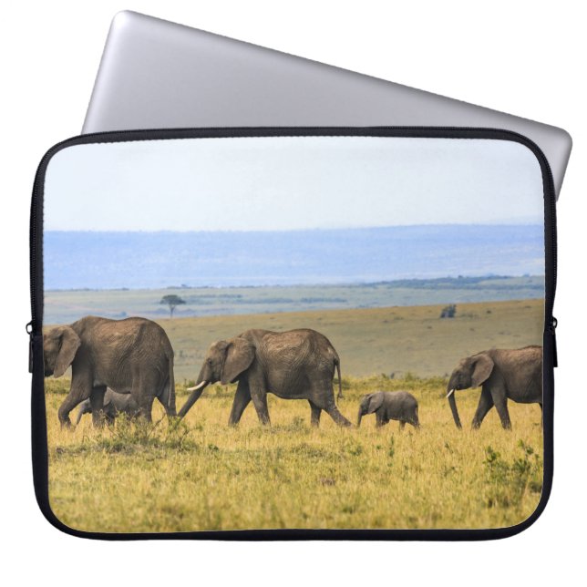 HOUSSE POUR ORDINATEUR PORTABLE CINQ ÉLÉPHANTS EN GRAS BROWN (Devant)