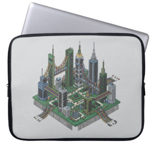 Housse Pour Ordinateur Portable Circuit Board City Chip Futuristic City Coque