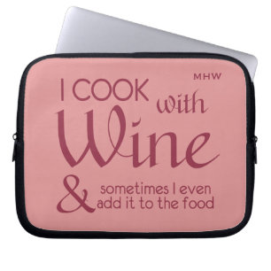 Housse Pour Ordinateur Portable Citation de vin monogramme personnalisé manches de