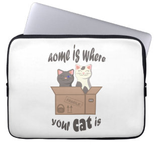Housse Pour Ordinateur Portable Citation drôle Accueil est où est votre chat