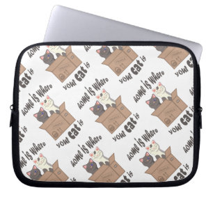 Housse Pour Ordinateur Portable Citation drôle Accueil est où est votre chat