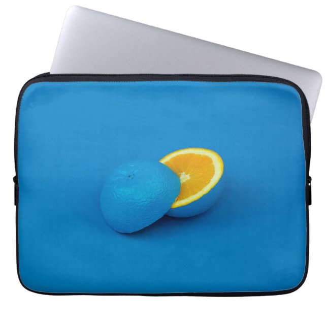 Housse Pour Ordinateur Portable citron bleu coupé en deux moitiés (Devant)