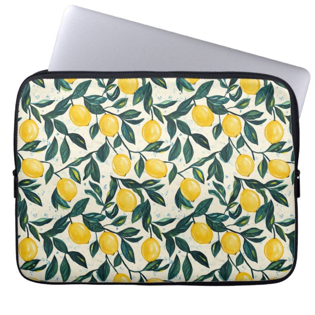 Housse Pour Ordinateur Portable Citron jaune vif à motif (Devant)