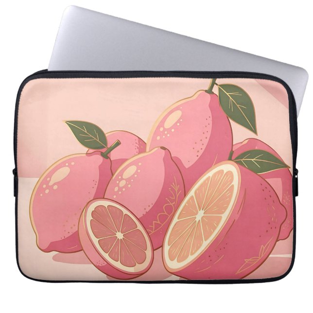 Housse Pour Ordinateur Portable Citron Rose Moderne Féminin (Devant)