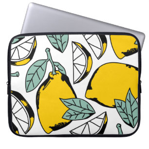 Housse Pour Ordinateur Portable citrons dessinés à la main, motif vibrant.